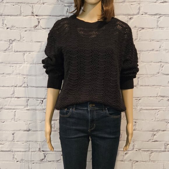 MANGO, Black open knit pullover sweater - Picture 5 of 12